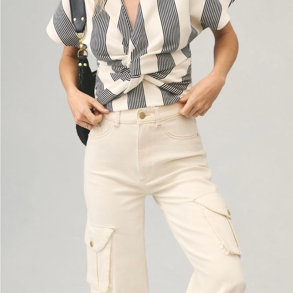 Bishop + Young Striped Marin and White Twist Top Sz L
